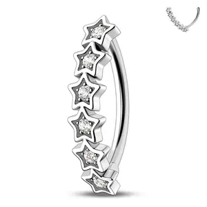 Oufer Star CZ 14G Clicker Belly Button Ring