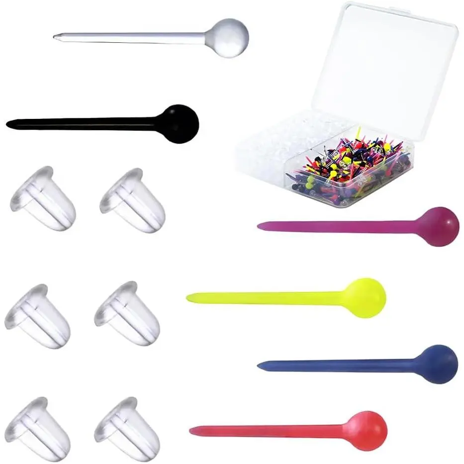 300 Pairs Multicolor Plastic Earrings for Sports Work,Ear Hole Retainers Earring Studs for Women Men