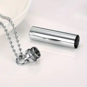 1pc Fashion Can Place Perfume Bottle, Wishing Bottle Cylindrical Pendant Necklace, with Stainless Steel Material Not Easy To Fade, Suitable for Daily Wear, Holiday Parties or Gift Giving Elegant Jewelry Choice