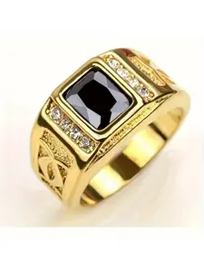 Men's Fashion Zircon Ring, Business Style Wedding Engagement Party Jewelry Gift, 1pcs Elegant Accessory for Men