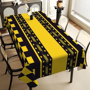 JIT 1pc 2D flat yellow and black checkered race track pattern rectangular tablecloth, for kitchen, living room, and dining table, kitchen accessory, party, room & outdoor decoration tablecloth, a tablecloth gift for friends