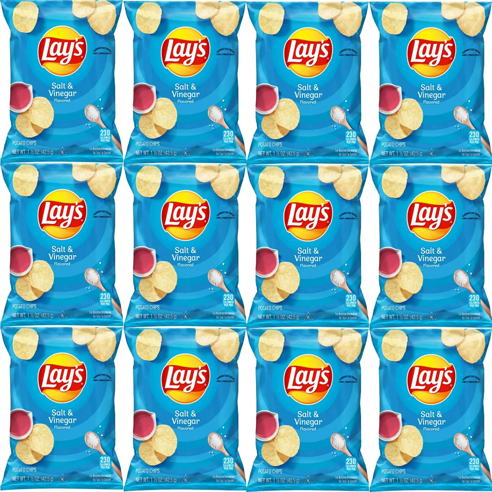 Lay's Salt & Vinegar Potato Chips, 1.5 oz Bags, Pack of 12 Bundled by Shoppyway