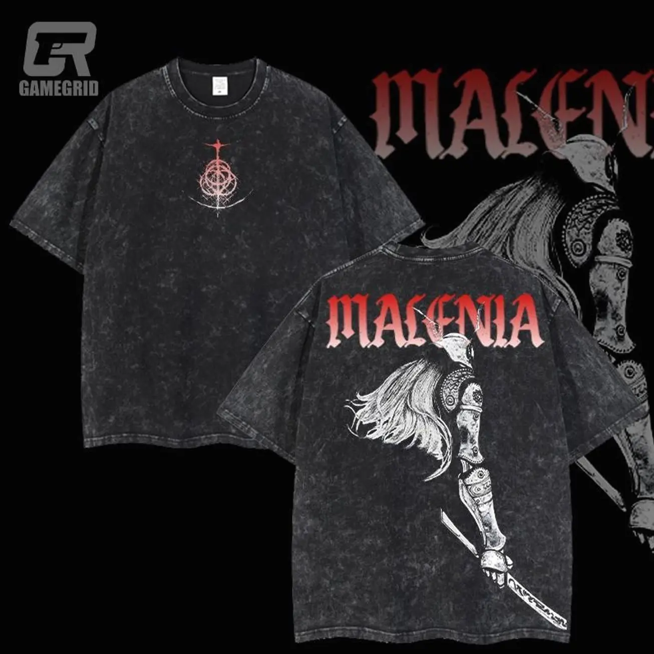 Retro Limited Vintage Malenia-Blade of Miquella Elden Ring Collection Game Oversized Washed Tee Game Acid Washed Lightweight TSHIRT, Gift For Game Fan 0ST