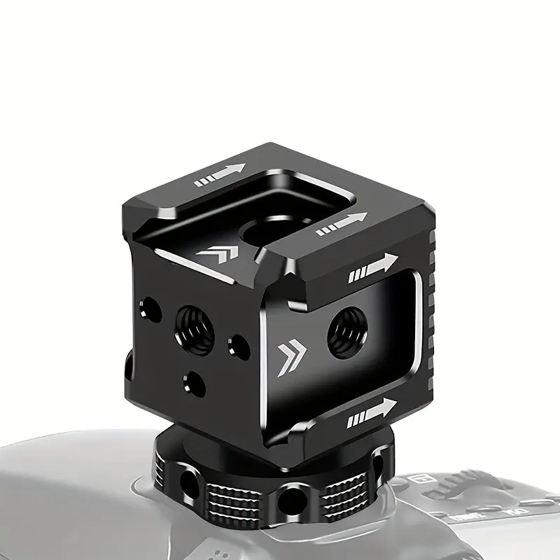 Triple Cold Shoe Adapter, 1/4 Arri Hole, Hot Shoe Monitor Base, Microphone Fill Light Stand, Single Lens Camera Cage Accessory, No Battery Required, Camera Accessories