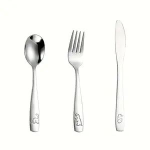 stainless steel knife, fork and spoon children's creative cartoon Western tableware knife, spoon and fork children's tableware set