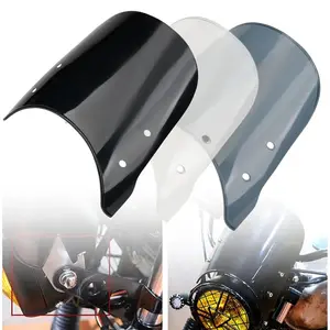 New Vintage Round Windshield with Stand for Motorcycles, Universal Fit 5-7 Inch, Front Fairing Deflector, Motorcycle Modification Part