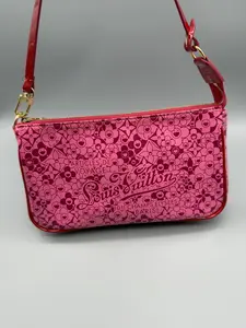 Pre-owned Louis Vuitton Coated Canvas Shoulder Bags X Murakami Cosmic Blossom Pochette Accessoires Pink Floral Design Handbag