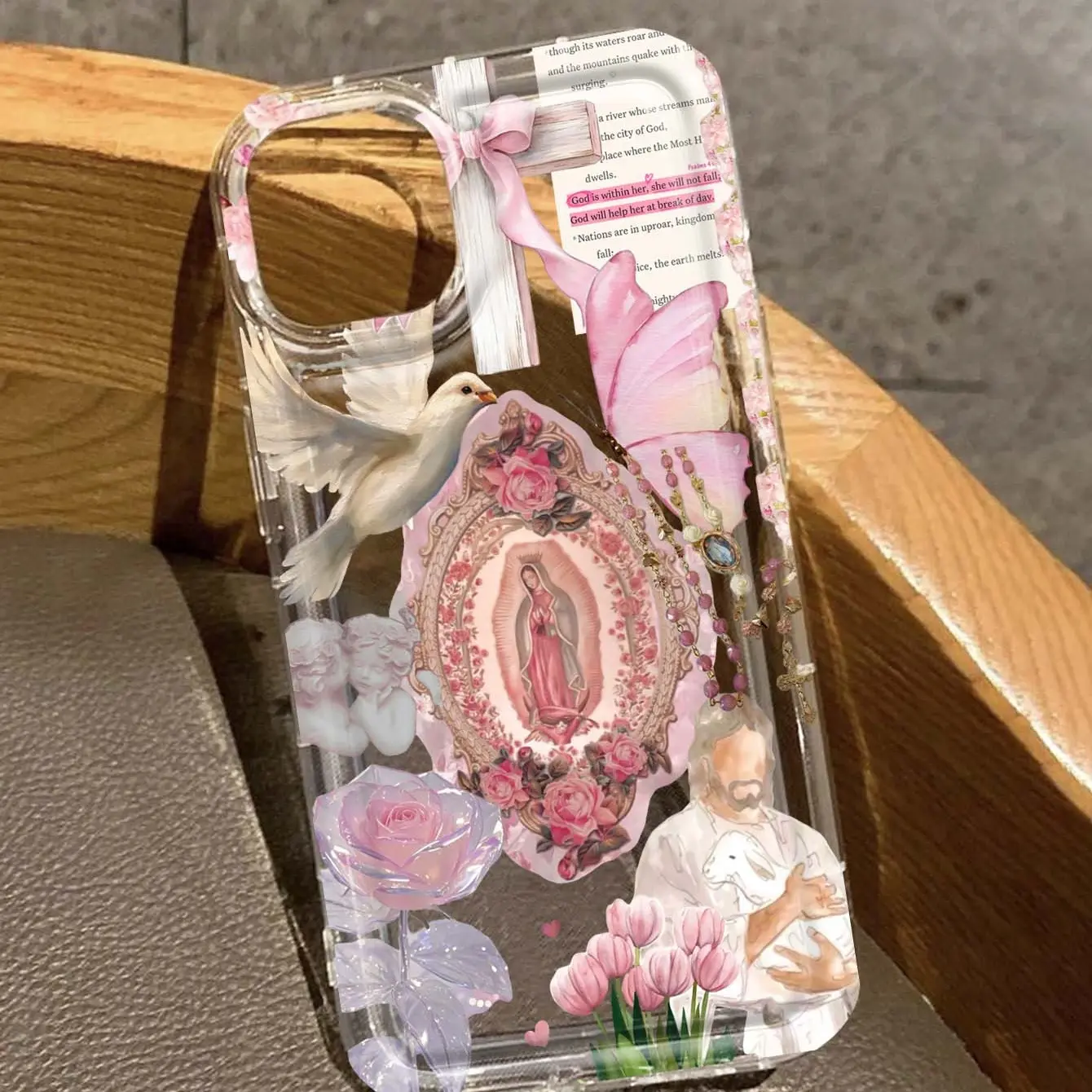 Virgin Mary Jesus Pattern Anti-Drop Shockproof Tpu Smartphone Case Cover Protector Casing, Cellphone Protector for Apple iPhone 17 17promax 16promax 16 14/13 Pro Max Samsung S24 S22 S10 A52 A13 5g