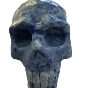UV Reactive Soldalite Skull - Earth Energy Stone for Unity Logic Intuition Self Expression & Spiritual Insight Third Eye Chakra Meditation crystal gems witchy store Halloween Ornaments Decor