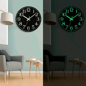 Large 12 inch Modern Battery Wall Clock Luminous Glow Night Light Quartz Silent for Living Room Decor