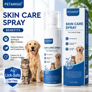 PETAMIGO Skin Care Spray for Dogs & Cats,Silver Ions Gentle Formula,Relieve Scratching & Dermatitis,Eliminate Bacterial Odor,Clean Fur and Build Natural Skin Barrier,Mild Formula,Lick-safe For Pets