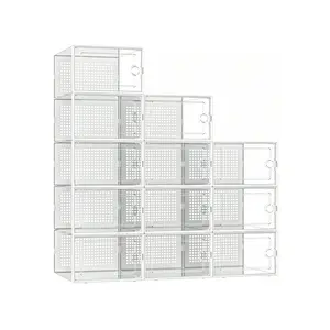 12 Pcs Large Size Shoe Box, Clear Plastic Stackable, Shoe Storage Rack With Lid, Wardrobe Shoe Rack, The Material Is Good And Durable. Shoe Organizer And Shoe Container For Sneaker Storage, Shoe Display Box,