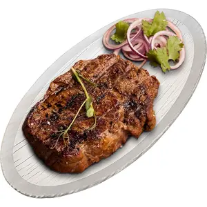 Tempered Glass Oval Meat Serving Tray - Durable  Platter for Serving Dishes, Party Trays and Platters, Microwave Oven & Dishwasher Safe Decorative Tray - 8.5 x 14 Inch,