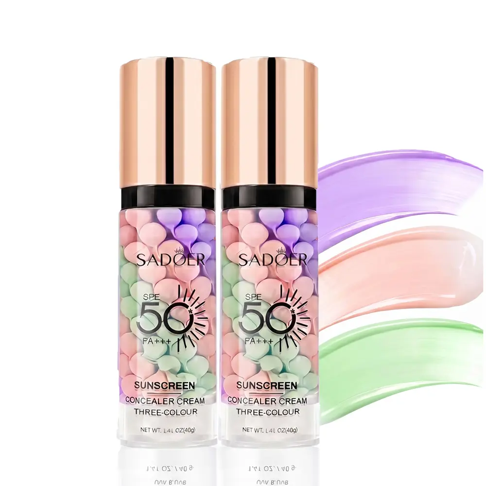 2pcs 3-in-1 Color Correcting Primer,with SPF 50 PA+++ ,Sunscreen Isolation Cream| One Step Skin Tone Corrector for Dark Circles & Fine Lines，Brightens Skin