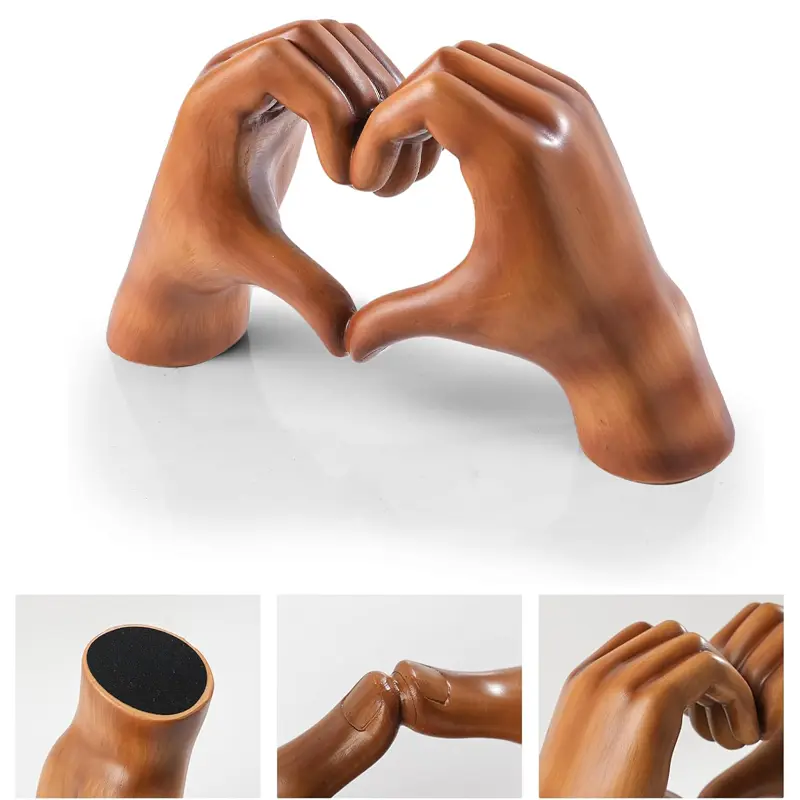Heart Hand Sculpture Wood Grain Home Decor Aesthetics Wooden Color Hearts Hand Sculpture for Wedding Home Office Decor