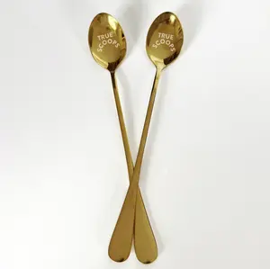 Gold Ice Cream Spoons Cutlery Set - Engraved