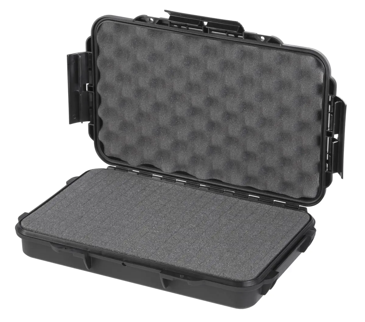 Max MAX003S.079 Waterproof Outdoor Storage Box, 12.44x7.67x2.08 in Black Protective Case with Cubed Foams, Water Proof