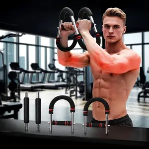 Power Twister Arm Trainer, Adjustable Chest Exerciser Arm Exercise Equipment with Leather Cover, Portable Home Fitness Equipment Chest Workout Arm Strenth Trainer for Men, Women(Red)