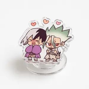 Chibi Senku x Gen Dr Stone Acrylic Magsafe Phone Grip, Aesthetic Cute Japan Anime Magnetic Pop Socket, Durable Adjustable Phone Accessories