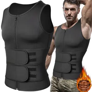 Men Neoprene Waist Trainer Sauna Suit Gym & Exercise Compression Vest, Men Sweat-Boosting Workout Top,Men Thermal Shapewear Shirt,Sports Fitness Running Tank Tops with Zipper