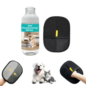 Pet Supplies Reusable Pet Hair Removal Kit for Cats & Dogs Includes 1 Static Hair Glove & 1 Deodorizing Spray Effectively Removes Hair & Dandruff Smooths Fur Essential for Pet Grooming
