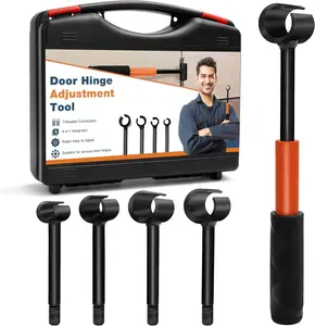 Door Hinge Adjustment Tool Kit, 4 in 1 Hinge Gap Adjusting Wrench Set for Residential and Commercial Use, Door Gap Adjustment Tool, Heavy Duty Door Hinges Repair Wrench with Rubber Grip