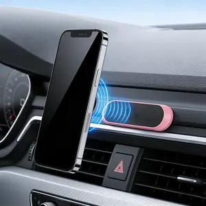 Car-mounted magnetic phone holder, universal for car interiors, strong magnet, snug fit, scratch-proof, does not damage the phone, adjustable at multiple angles, compatible with all models, dashboard navigation mount