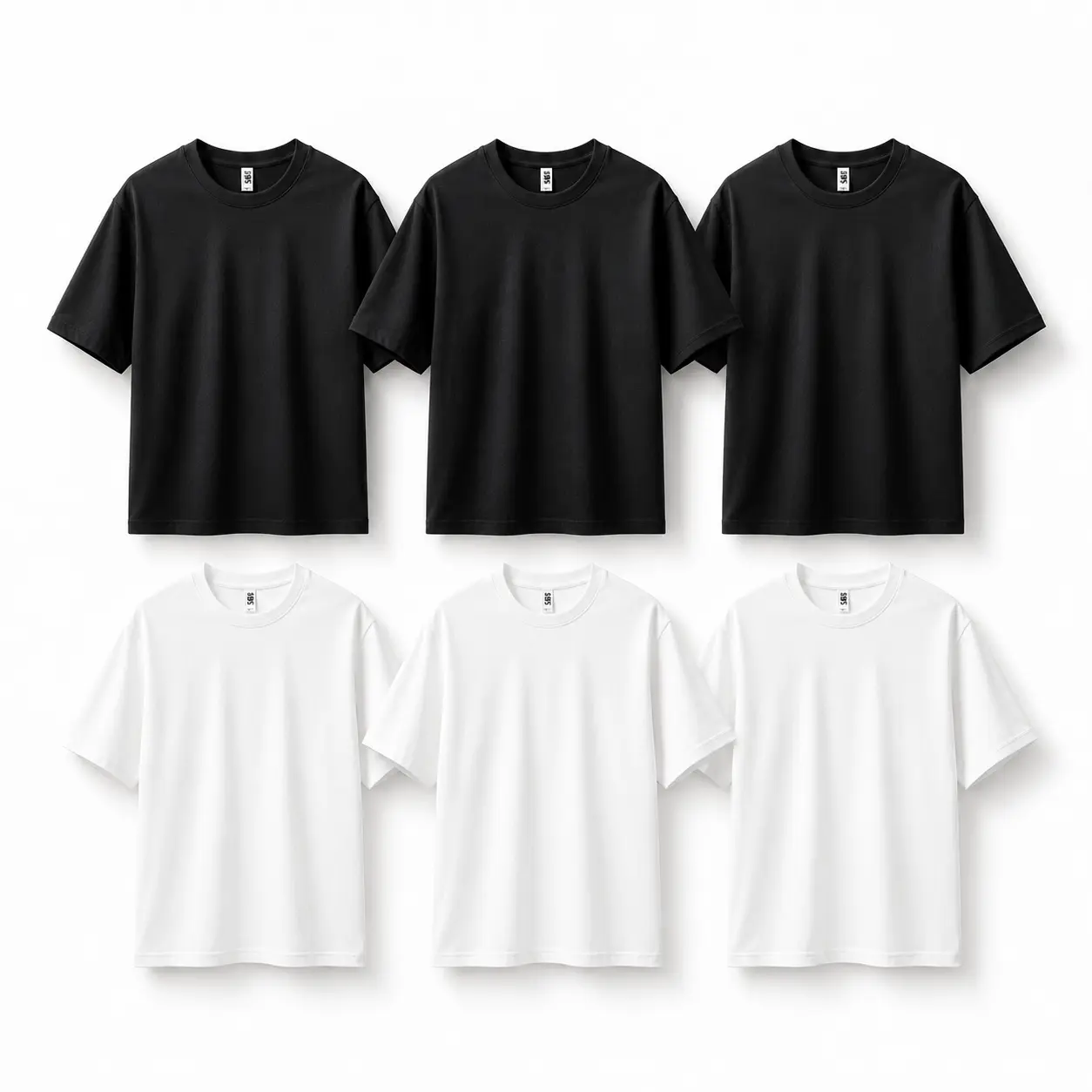 ECOTONE BLANKS Men's 4.3 oz Plain Cotton Round Neck Shortsleeve T-Shirt 6-Pack, Classic Black & White, Factory Direct, Soft Breathable Smooth Fabric, Regular Fit Streetwear Tropical Fashion Clothing, Durable Hem Stitch, Basic Tops, Flexible, Self-Taped