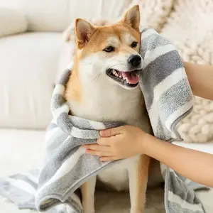 Plush Dog Bath Robe with Adjustable Belt, 2-Tone Super Soft Absorbent Pet Towel, Quick-Drying Grooming Wear for Small, Medium, Large Dogs - Post Bath Recovery Loungewear dog bathrobe