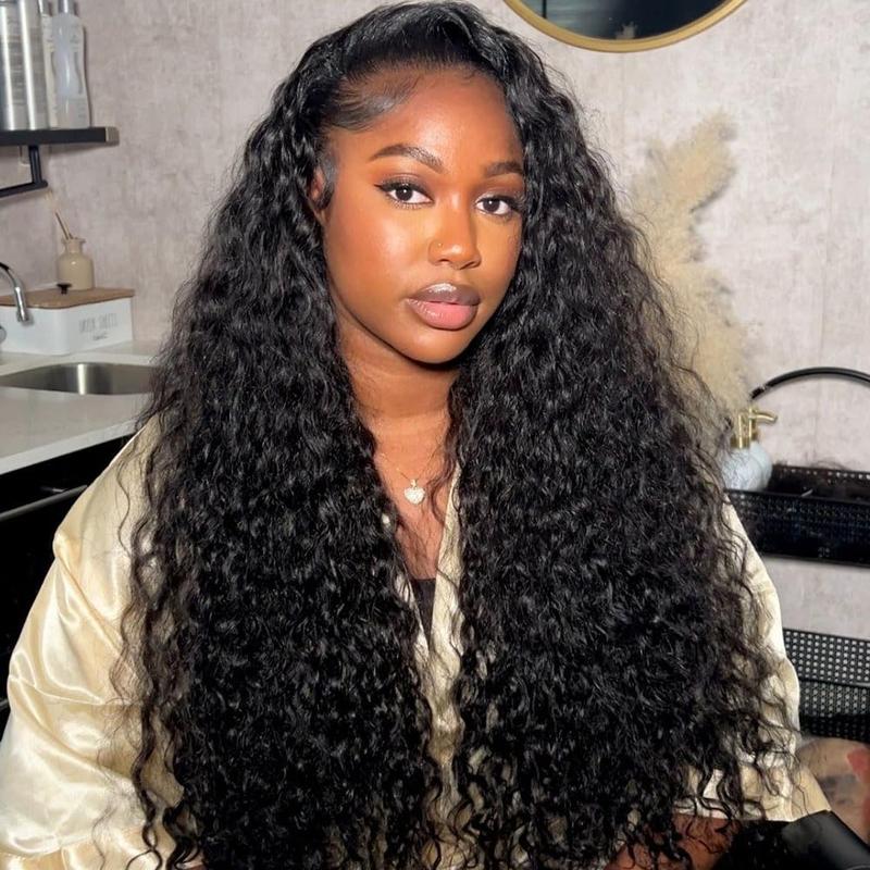 VOSILK Water Wave Half Wig 3 in 1 Drawstring Seamless Flip Over With Adjustable String Invisible Hairline Headband Wig Beginner Friendly Glueless Wig for Women