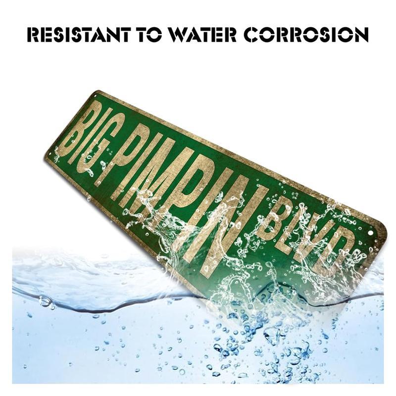 Vintage Big Pimpin Boulevard Metal Street Tin Sign 16x4 Inch Iron Poster for Home Farmhouse Bar Cafe Garage Indoor/Outdoor Gift - Plaques