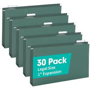 Extra Capacity Hanging File Folders, 30 Pack Reinforced Legal Size Hanging Folders with Heavy Duty 1 Inch Expansion, Designed for Bulky Files,  Charts, Green