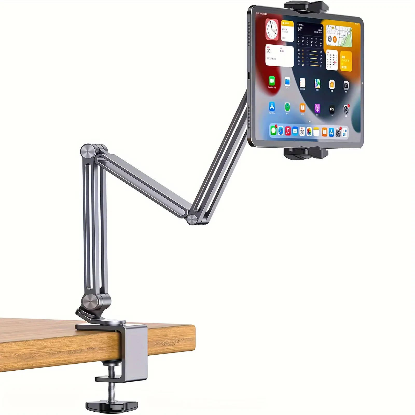 Tablet Holder For Bed Or Desk, Aluminum Alloy Three Section Connecting Rod, Adjustable Arm Mount Stand, Overhead Compatible For IPad Air Pro Mini, Surface Pro Stand, For IPhone, Android Tablet