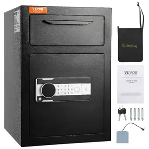 VEVOR 2.5 Cub Depository Safe, Deposit Safe with Drop Slot, Electronic Code Lock and 2 Emergency Keys, 20.27''x 13.97''x 13.97'' Business Drop Slot Safe for Cash, Mail in Home, Hotel, Office