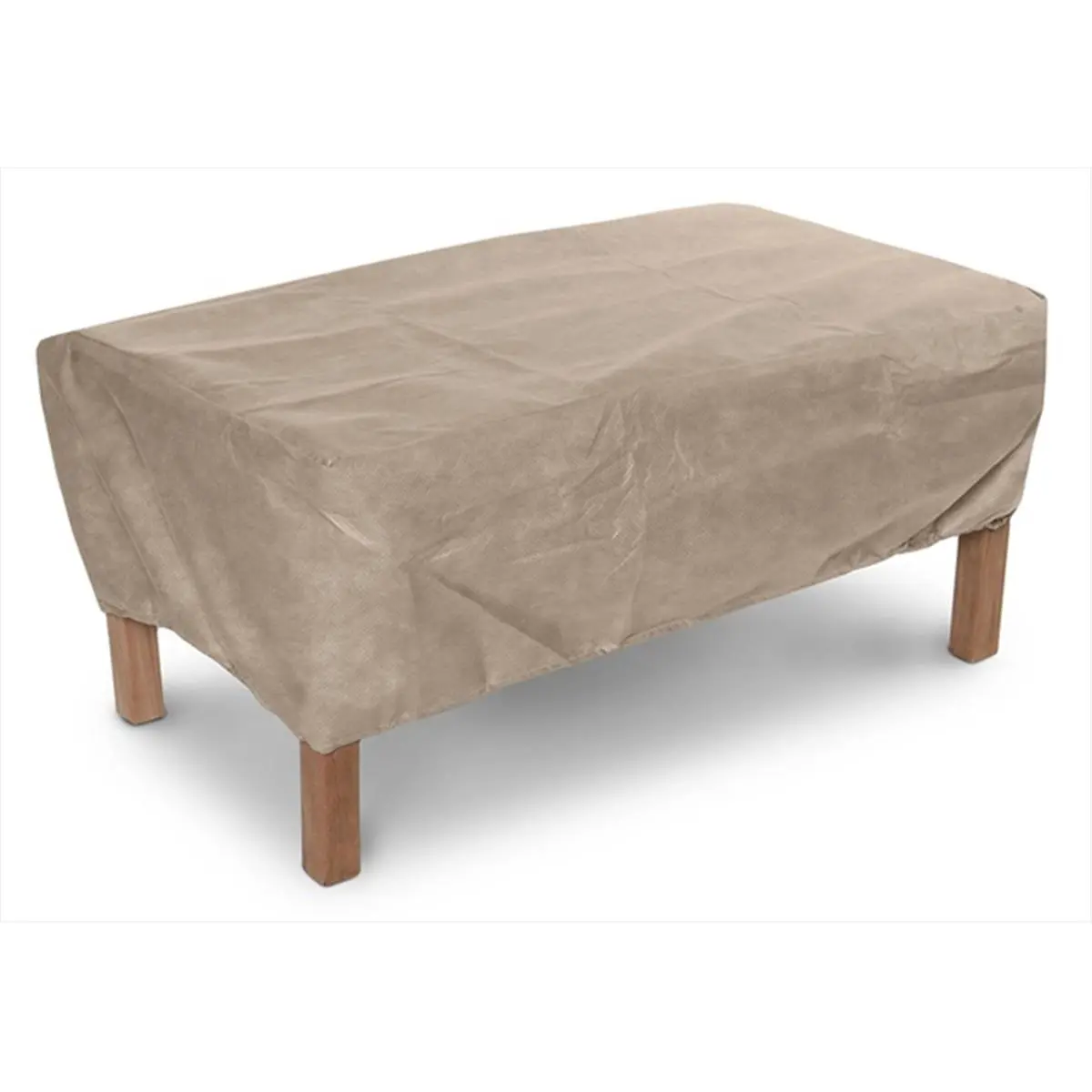 KoverRoos III Lightweight Rectangular Fit Ottoman-Small Table Dust Cover, Taupe, 42x30x15 in, 2 lbs, Synthetic Durable Breathable Fabric, All-Seasons Outdoor Protection, Drawstring Attachment