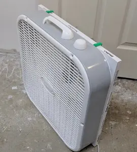 Box fan filter mount attachment for workshop or garage ventilation