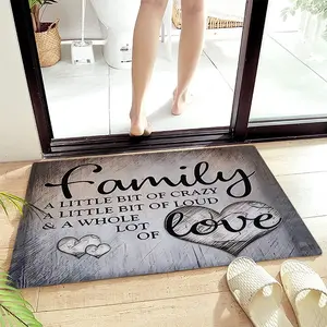 Family Love Doormat, "Crazy Loud & Full of Love" Quote, Non-Slip Backing. Absorbs Dirt & Moisture, Easy to Clean. Perfect for Loving Family Entryway Decor