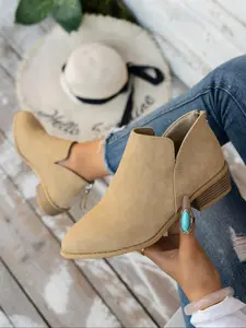 Women's Fashionable Solid Color Side Zipper Chelsea Boots, Casual Ankle Boots, Casual Comfortable Boots for Daily Wear, Perfect for Students and Outdoor for Women & Girls, Footwear