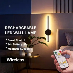 LED Wall Sconce, Black/Gold—50cm Modern Minimalist Metal Wall Sconce with Clean Lines, Wireless Installation—Features Remote Control and Stepless Dimming, Ideal for Bedrooms, Living Rooms, and Home Offices, Indoor Home Lighting Wall Sconce