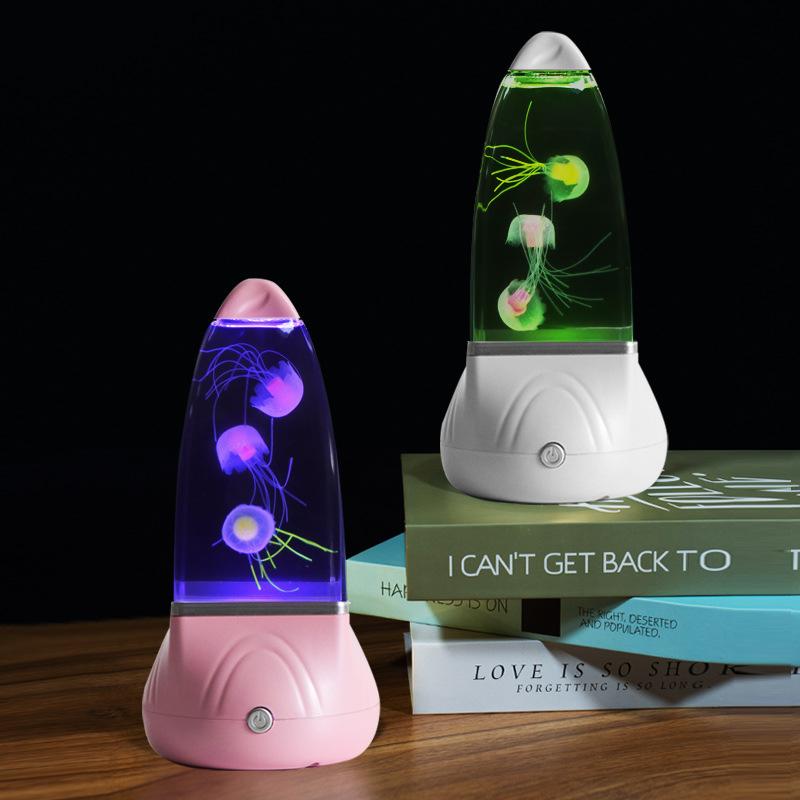 Warm Atmosphere Jellyfish Lamp Rocket LED Night Light Creative Gift for Bedroom Bedside Desk Lamp in Pink & Green