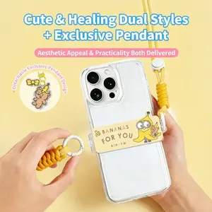 Minions Phone Lanyard Back Clip Crossbody Strap - Cute Bob & Tim Pendant Hands-Free Anti-Loss Adjustable | Viral