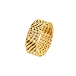Stately Steel Goldtone Stainless Steel Mesh Ring Stately Steel Goldtone Stainless Steel Mesh Ring