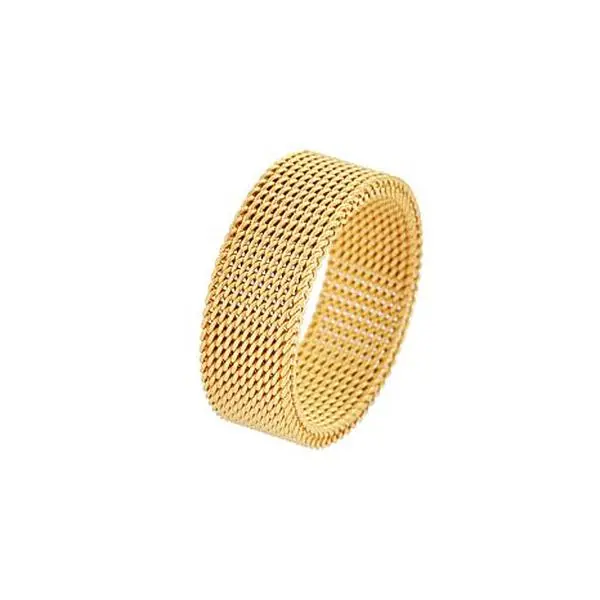 Stately Steel Goldtone Stainless Steel Mesh Ring Stately Steel Goldtone Stainless Steel Mesh Ring