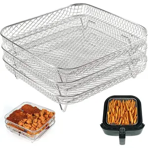 Air Fryer Rack, 3pcs/set Stackable Stainless Steel Air Fryer Rack, Air Fryer Accessories For Cosori, Instant Vortex, Nuwave Air Fryer, Ninja Foodi Grill, Air Fryer Accessory Set