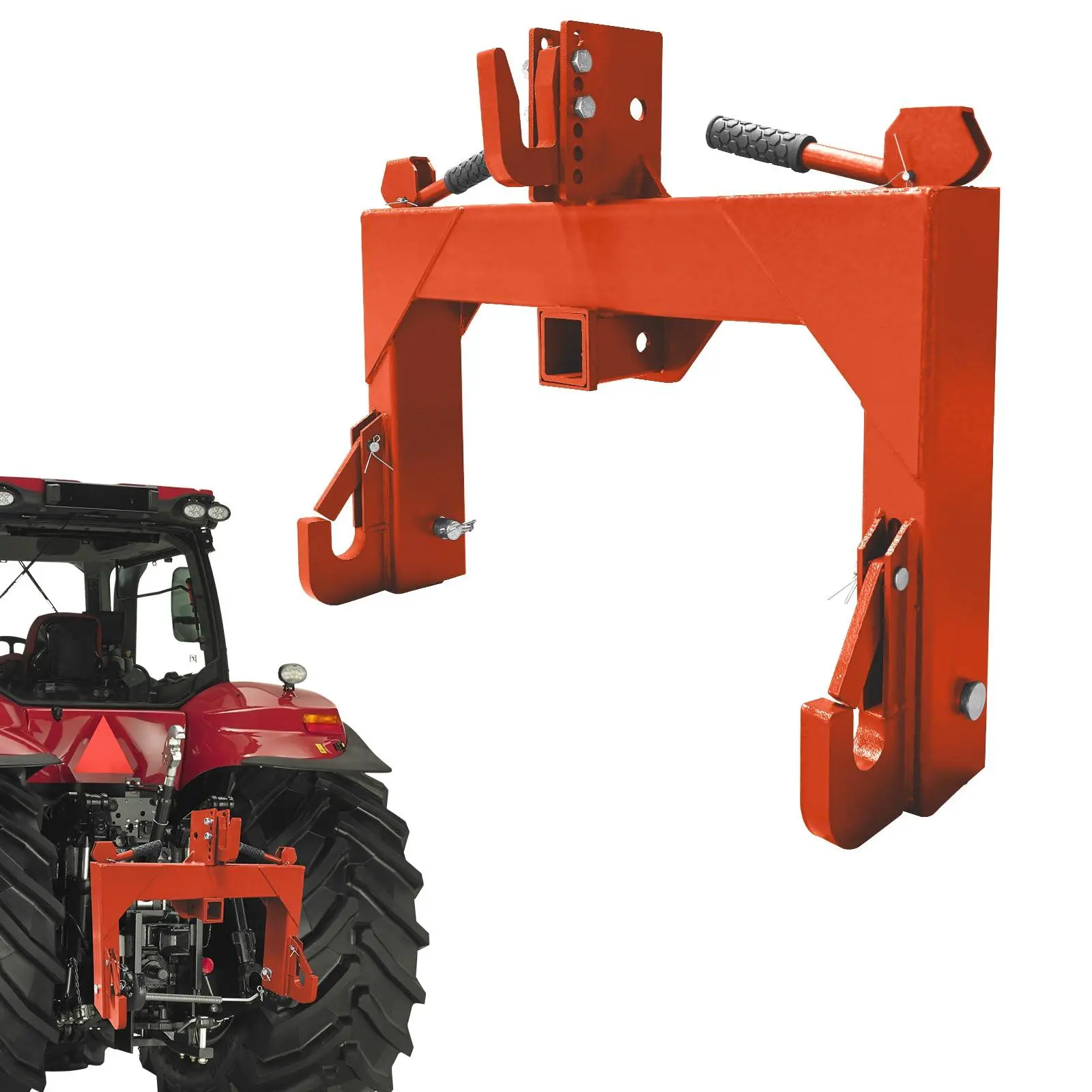 GARVEE Steel 3-Point Quick Attach Tractor Hitch for Category 1 Tractors, 3000 Lbs Capacity, 2-In Receiver, 5-Position Adjustable Top Hook for Easy Implement Connection, Orange