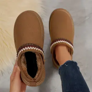 Cloud Thick-Soled Slippers Genuine Suede Platform Mini Boots Men & Women Faux Fur Warm Lining Winter Mules Cozy Warm House Shoes Indoor and Outdoor