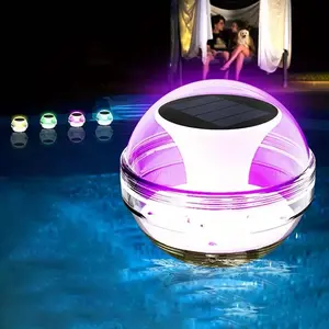 Solar RGBW color-changing LED water floating light, 3 modes switching, automatic lighting, automatic charging and turning off lights during the day, colorful dimming, water float lights, hot spring lights, fountain lights, fish pond lights, pool landscapi