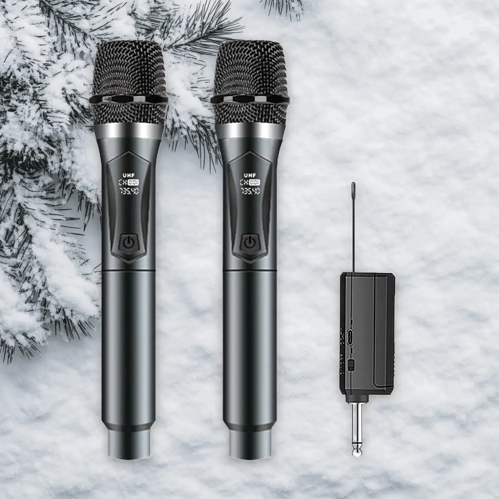 Professional UHF Wireless Microphone System with Anti-Feedback Technology - Crystal Clear Sound for Home Karaoke Stage Performance and KTV
