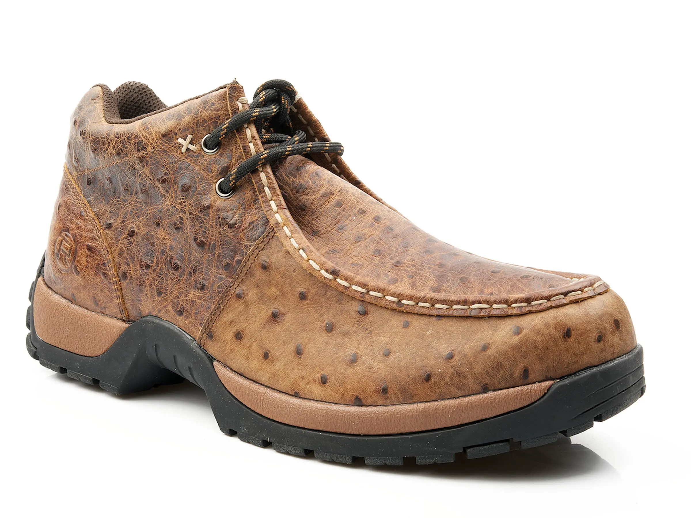 Men's Roper Brown Faux Ostrich Lace Up Shoe