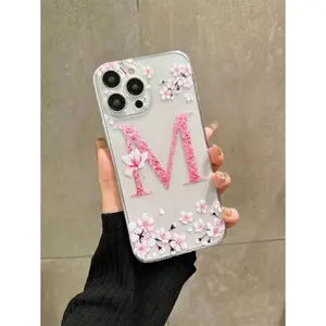 Flower 1pc Letter 'm' Tpu Soft Shell Phone Case With Accurate Cutouts Suitable For IPhone17/IPhone17 Air/IPhone17 Pro/IPhone17 Pro Max/16 Pro Max/15 Pro Max/14 Pro Max/13 Pro Max/12 Pro Max